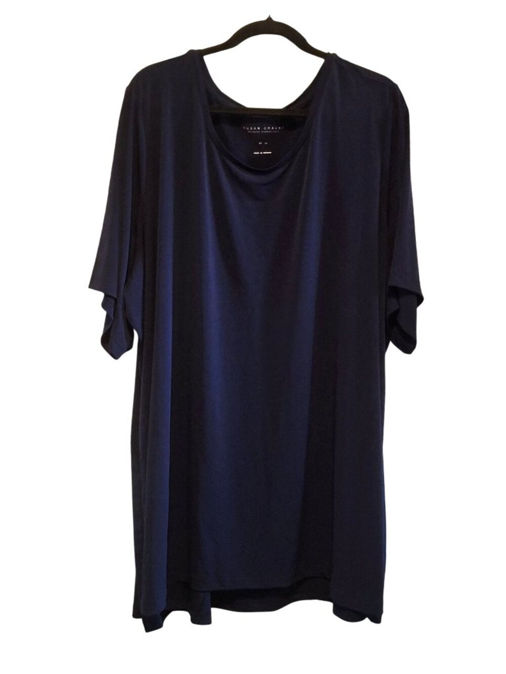 Susan Graver Womens Navy Blue Modern Essentials Tunic Top 5X Polyester Spandex